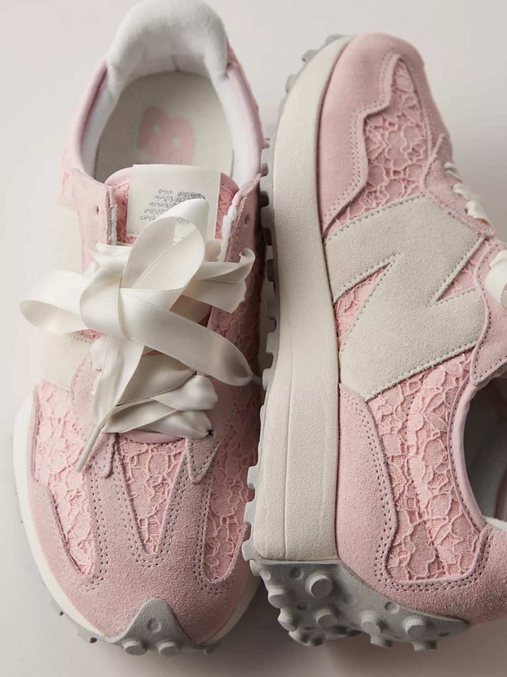 New Balance 327 Pink Rose Sugar Lace Sneakers